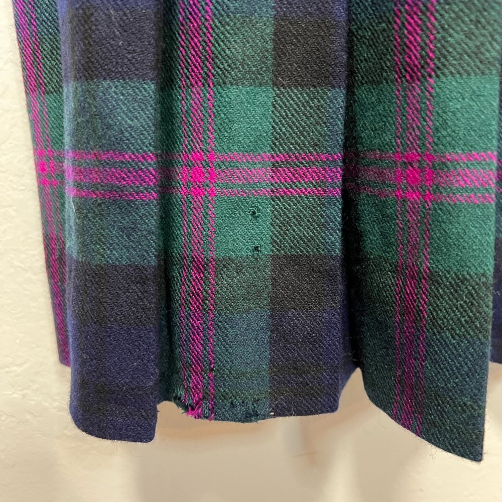 Vintage Scottish Wool Tartan Wrap Kilt Plaid Maxi Skirt with Buckle Detail - Picture 7 of 16